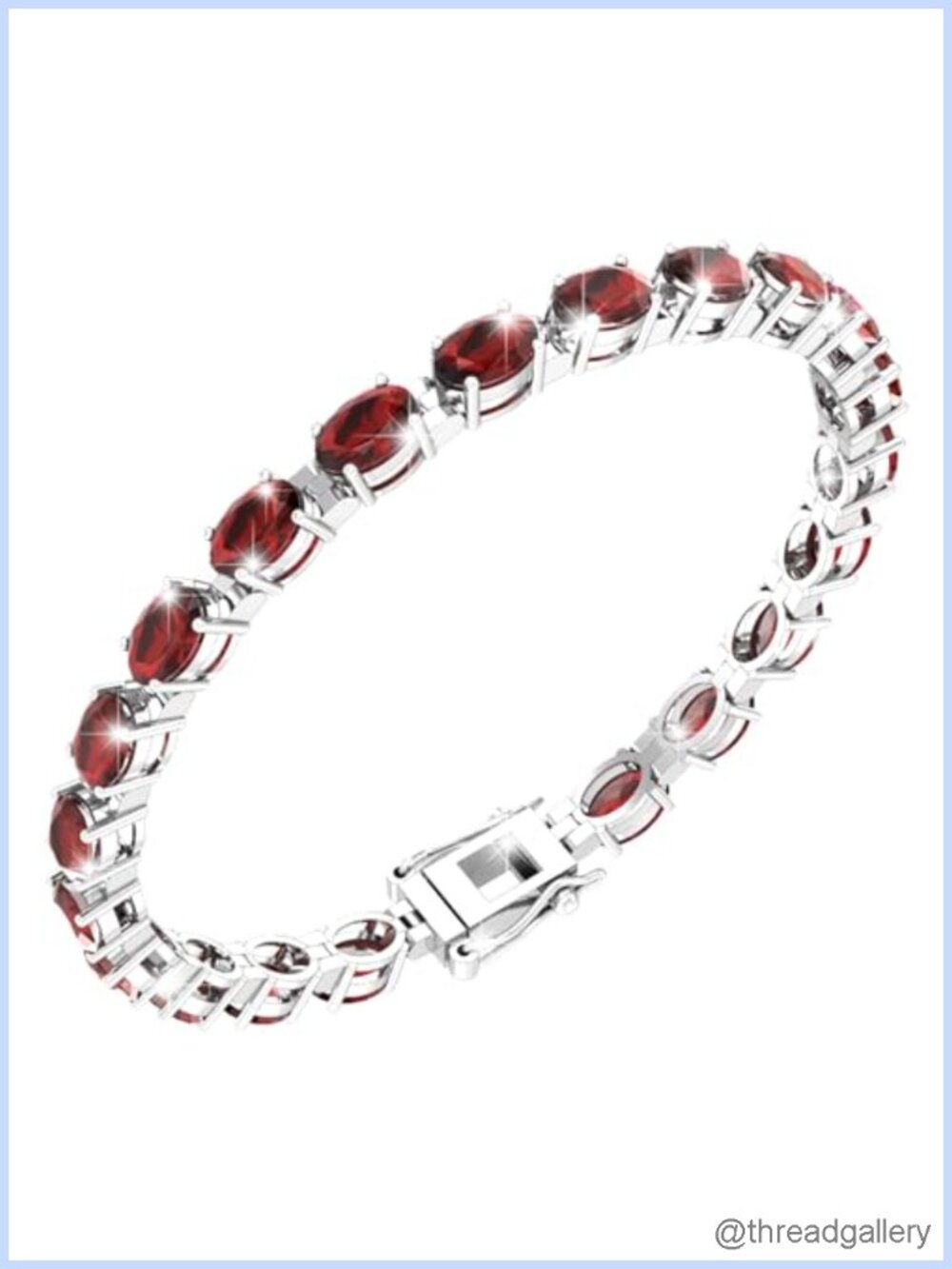 925 Sterling Silver Birthstone Tennis Bracelet 7 Inch Oval Gemstone